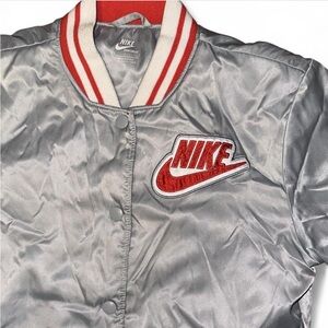 Nike Silver and Red Varsity Jacket
